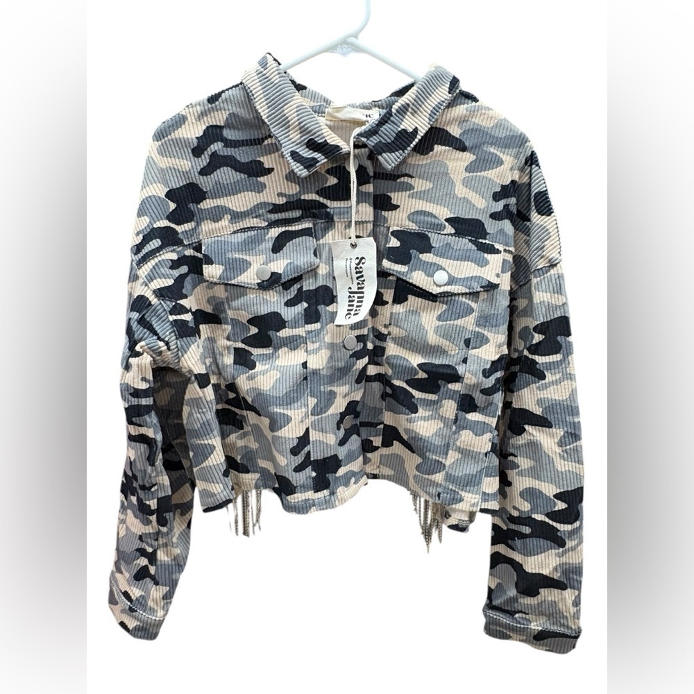 Savanna Jane Camo Utility Jacket - Black, Gray, Tan